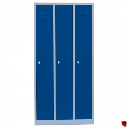Stahl-Kleiderspind - Abteilbreite 40 cm - Gesamtbreite 120 cm- 3 Drehriegel - blaue Türen - sofort lieferbar  !