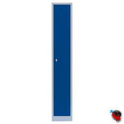 Artikel Nr. 510111 - Stahl-Kleiderspind - lichtgrau mit blauen Türen - 30 cm breit - 1 Abteil  -  1 Drehriegel - sofort lieferbar !