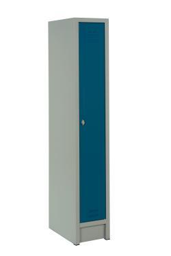 Artikel Nr. 510111 - Stahl-Kleiderspind - lichtgrau mit blauen Türen - 30 cm breit - 1 Abteil  -  1 Drehriegel - sofort lieferbar !