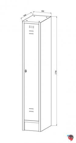 Stahl-Kleiderspind - lichtgrau 30 cm breit - 1 Abteil  -  1 Drehriegel - sofort lieferbar 