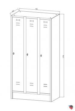 Stahl-Kleiderspind - Abteilbreite 30 cm - Gesamtbreite 90 cm- 3 Drehriegel für 3 Personen - anthrazite Türen  - sofort lieferbar - Preishit !